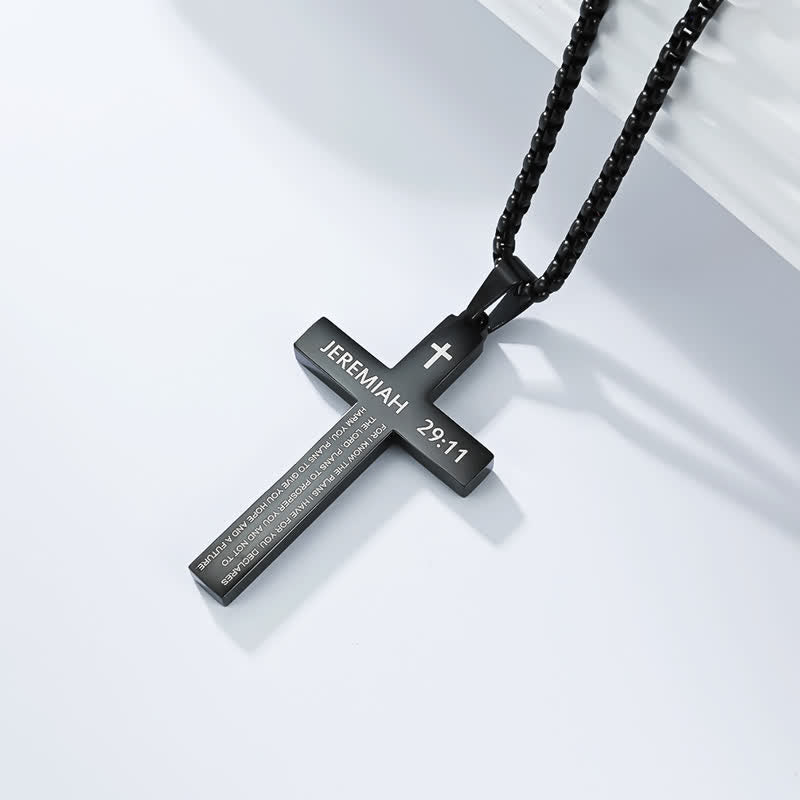 Christianartworkshop Heavy Duty Scripture Cross Necklace: Sign of Unfailing Divine Shelter - Black - 29:11 - image 15