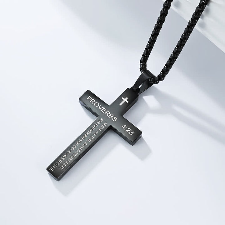 Christianartworkshop Heavy Duty Scripture Cross Necklace: Sign of Unfailing Divine Shelter - Black - 4:23 - image 13