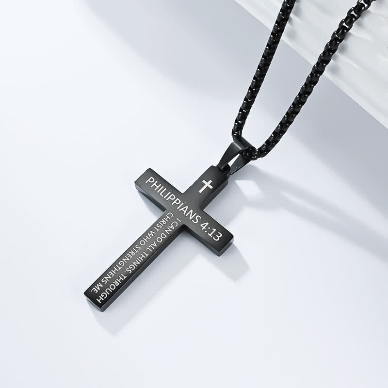 Christianartworkshop Heavy Duty Scripture Cross Necklace: Sign of Unfailing Divine Shelter - Black - 4:13 - image 10