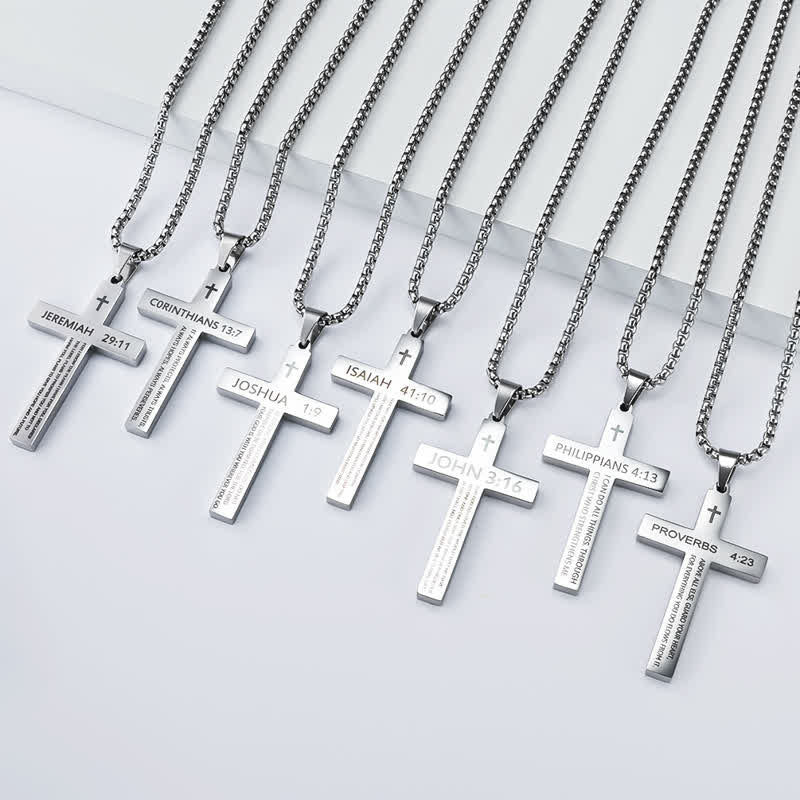 Christianartworkshop Heavy Duty Scripture Cross Necklace: Sign of Unfailing Divine Shelter - image 0