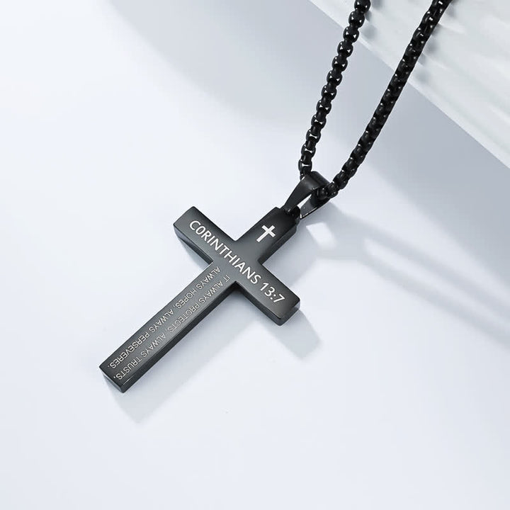 Christianartworkshop Heavy Duty Scripture Cross Necklace: Sign of Unfailing Divine Shelter - Black - 13:7 - image 11