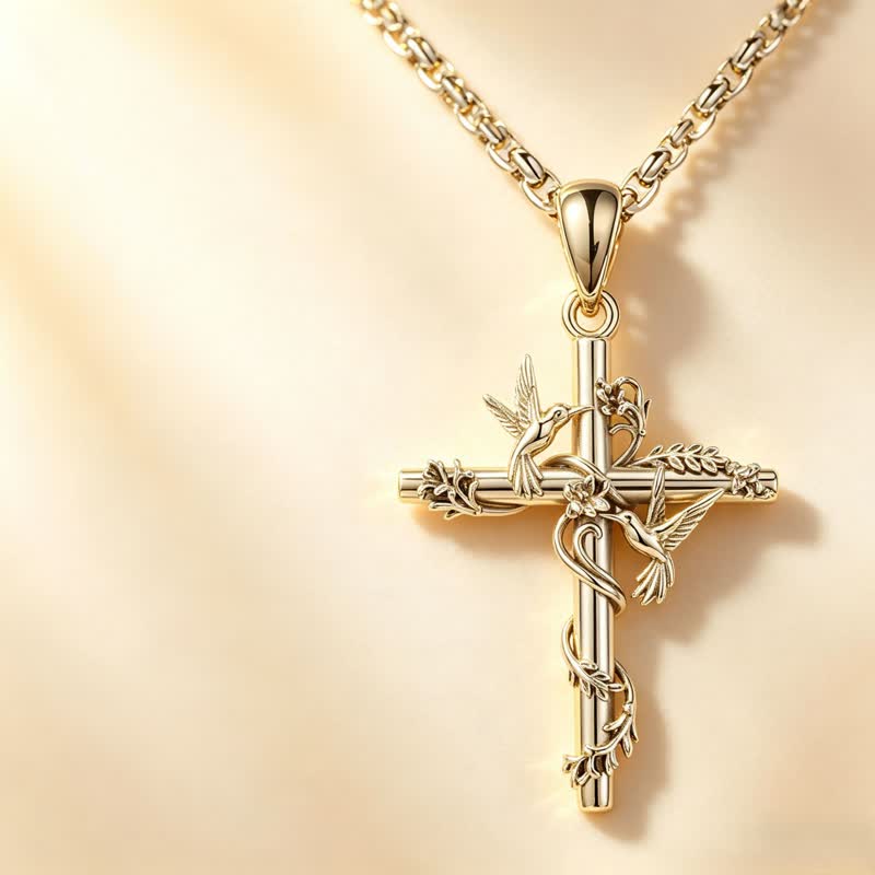 Christianartworkshop Delicate Engraved Nature Cross Necklace: Token of Pure Heavenly Devotion - image 1