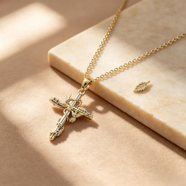 Christianartworkshop Delicate Engraved Nature Cross Necklace: Token of Pure Heavenly Devotion - image 2