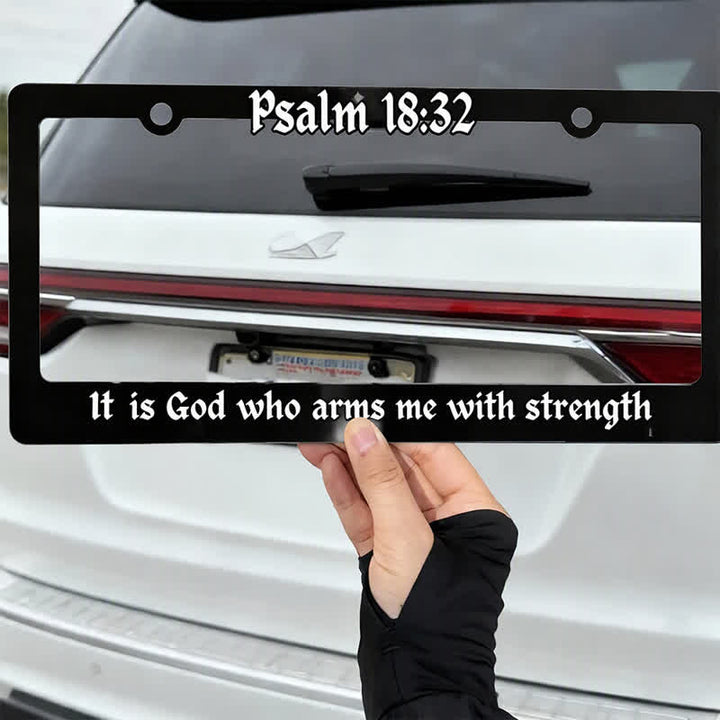 Christianartworkshop Psalm 18:32 Scripture Metal Car Frame: Emblem of Abiding Heavenly Strength - image 2