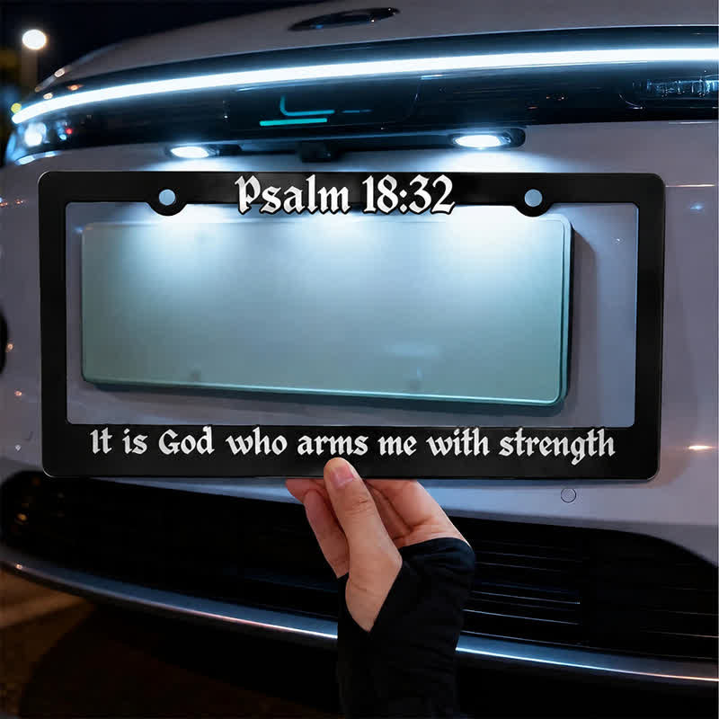Christianartworkshop Psalm 18:32 Scripture Metal Car Frame: Emblem of Abiding Heavenly Strength - image 3