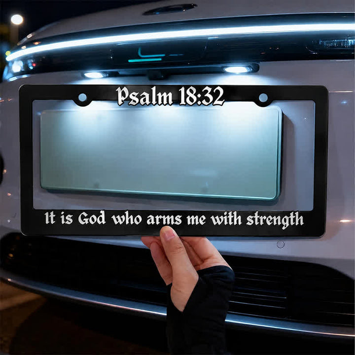 Christianartworkshop Psalm 18:32 Scripture Metal Car Frame: Emblem of Abiding Heavenly Strength - image 3