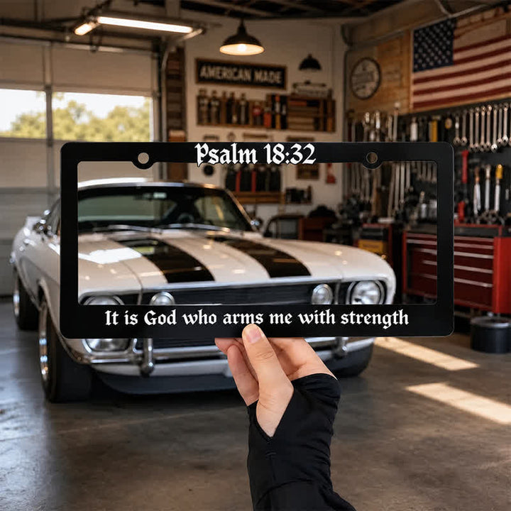 Christianartworkshop Psalm 18:32 Scripture Metal Car Frame: Emblem of Abiding Heavenly Strength - image 5