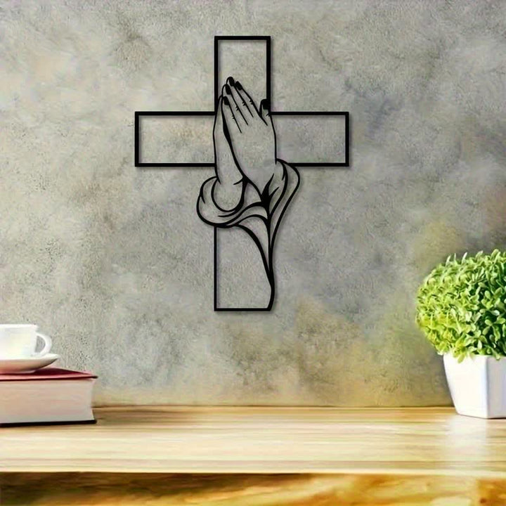 Christianartworkshop Hollow Metal Praying Hands Cross Wall Art: Token of Abiding Divine Peace - image 7