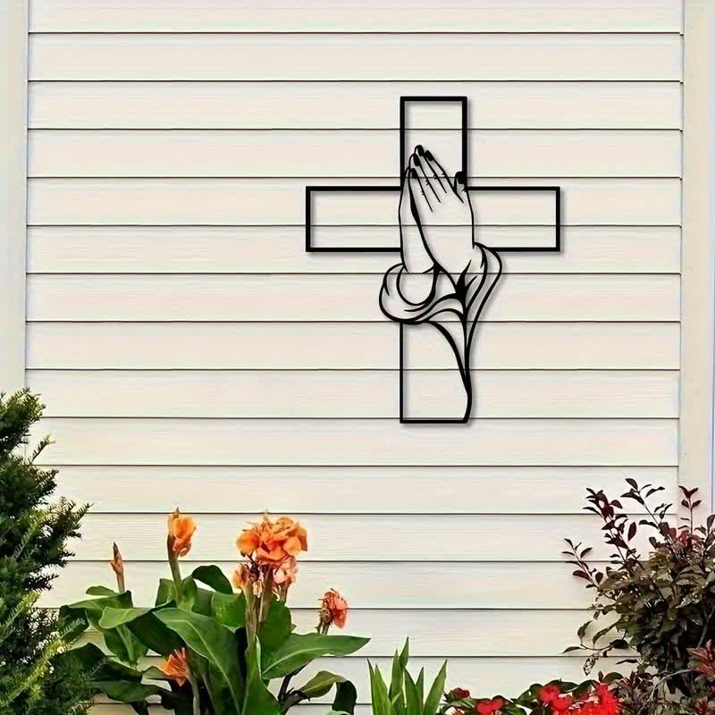 Christianartworkshop Hollow Metal Praying Hands Cross Wall Art: Token of Abiding Divine Peace - image 8