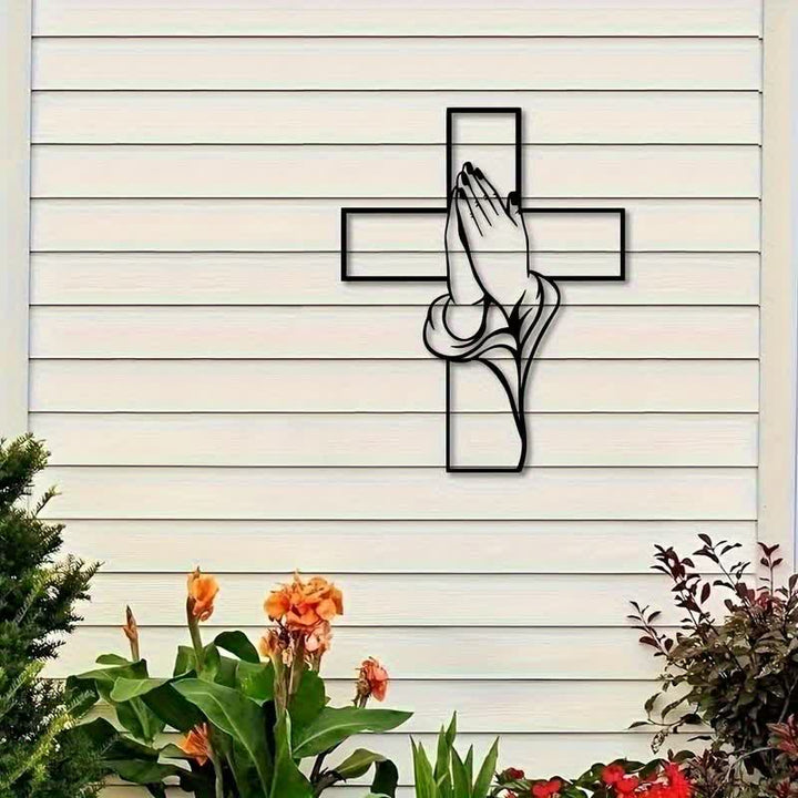 Christianartworkshop Hollow Metal Praying Hands Cross Wall Art: Token of Abiding Divine Peace - image 8
