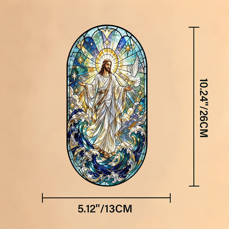 Christianartworkshop Decorative Hanging Jesus Sacred Glass Suncatcher: Carrier of Quiet Devotion - Jesus - image 7