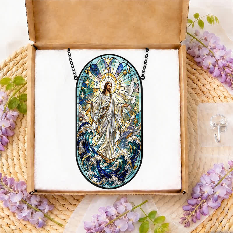 Christianartworkshop Decorative Hanging Jesus Sacred Glass Suncatcher: Carrier of Quiet Devotion - image 8