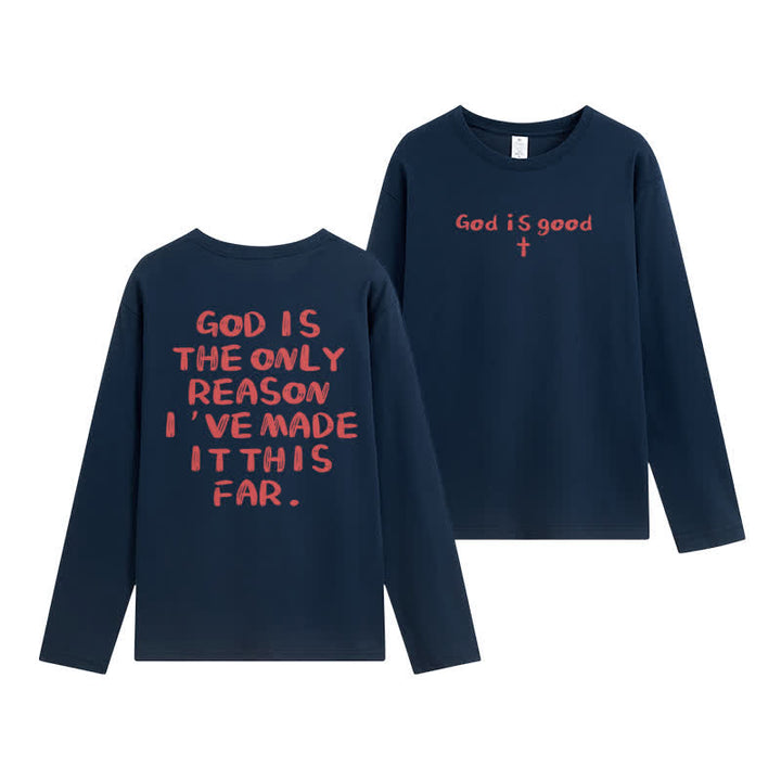 Christianartworkshop God Is The Only Reason Statement White Long-Sleeve T-Shirt - Navy - 4XL - image 15