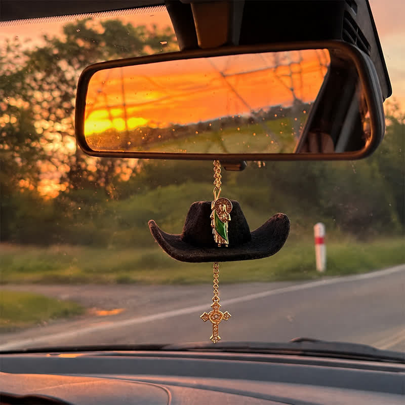 Christianartworkshop Cross St. Jude & Our Lady Car Pendant: Symbol Of Enduring Heavenly Hope - image 5