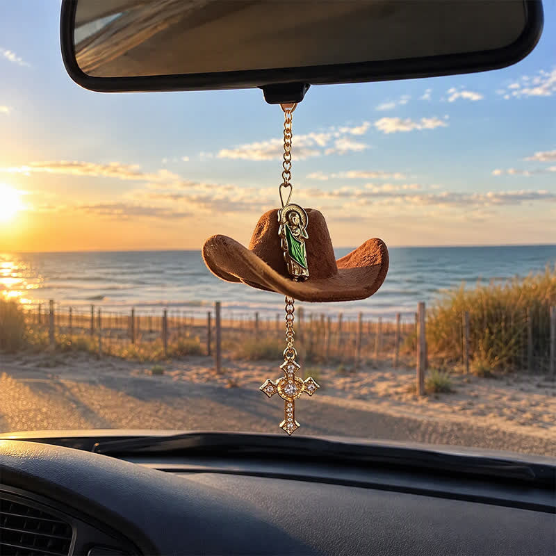 Christianartworkshop Cross St. Jude & Our Lady Car Pendant: Symbol Of Enduring Heavenly Hope - image 10