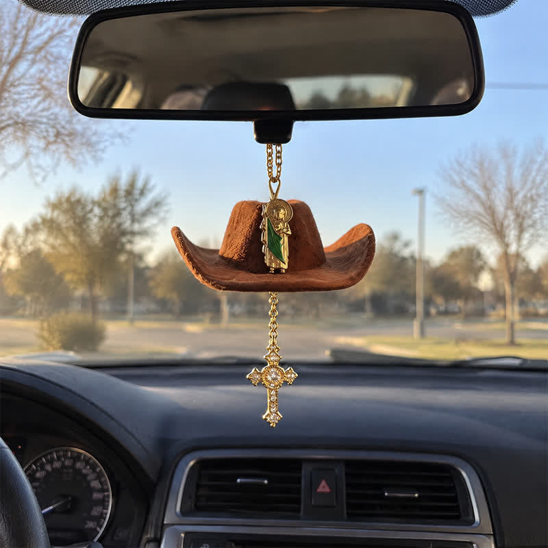 Christianartworkshop Cross St. Jude & Our Lady Car Pendant: Symbol Of Enduring Heavenly Hope - image 9