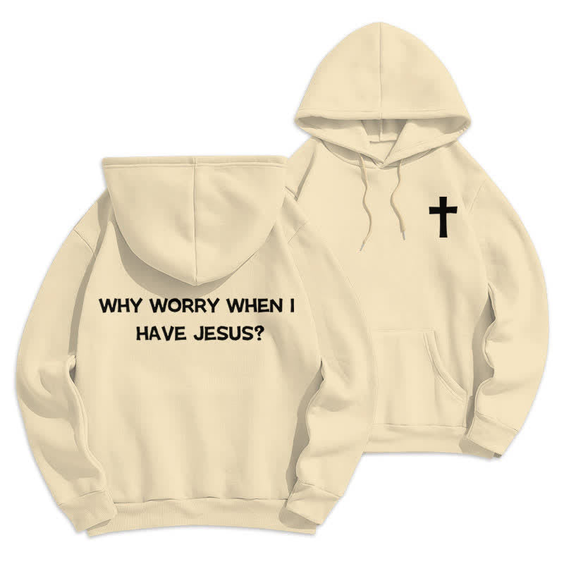 Christianartworkshop Why Worry When I Have Jesus Oversized Pullover Hoodie - Beige - 2XL - image 9