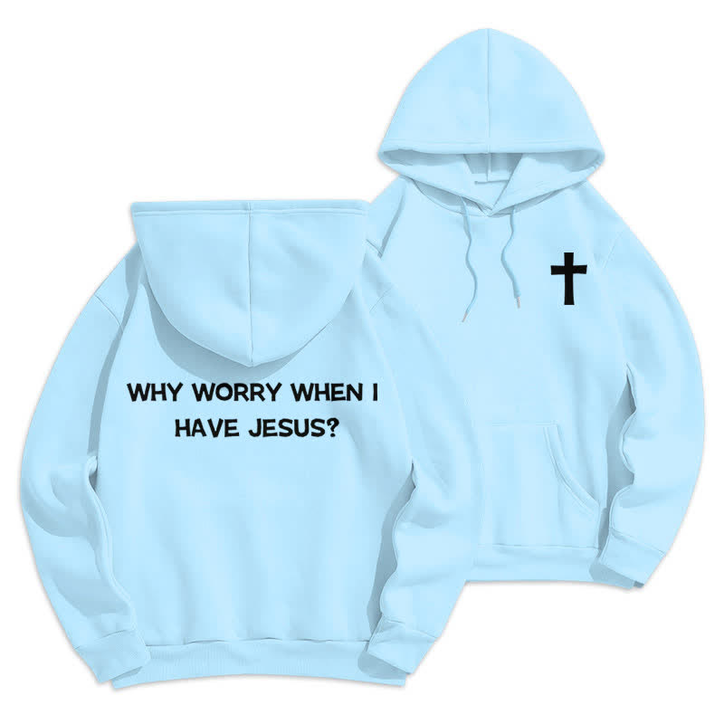 Christianartworkshop Why Worry When I Have Jesus Oversized Pullover Hoodie - Blue - 2XL - image 12