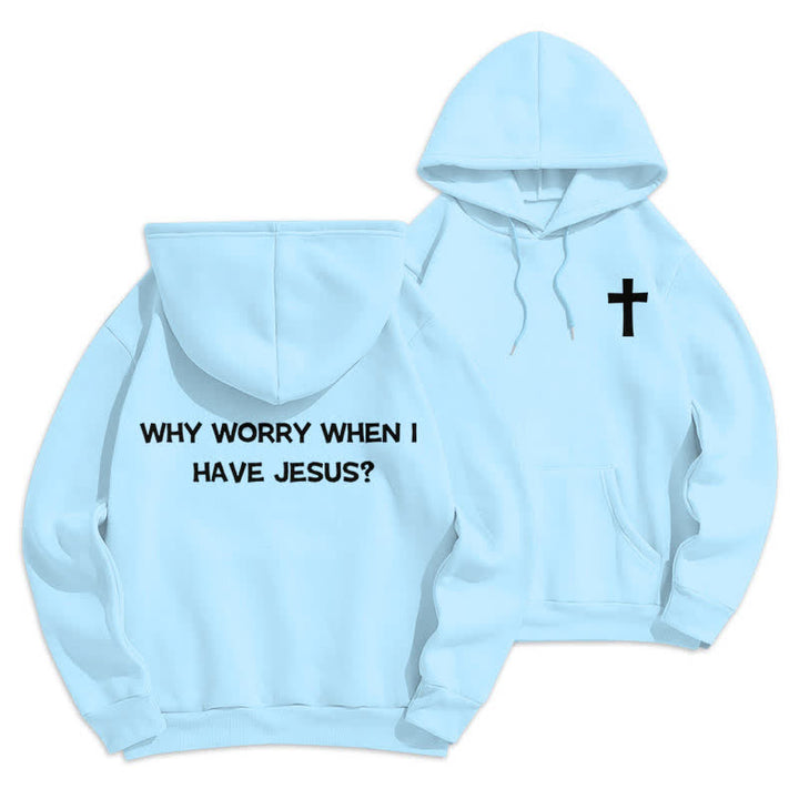 Christianartworkshop Why Worry When I Have Jesus Oversized Pullover Hoodie - Blue - 2XL - image 12