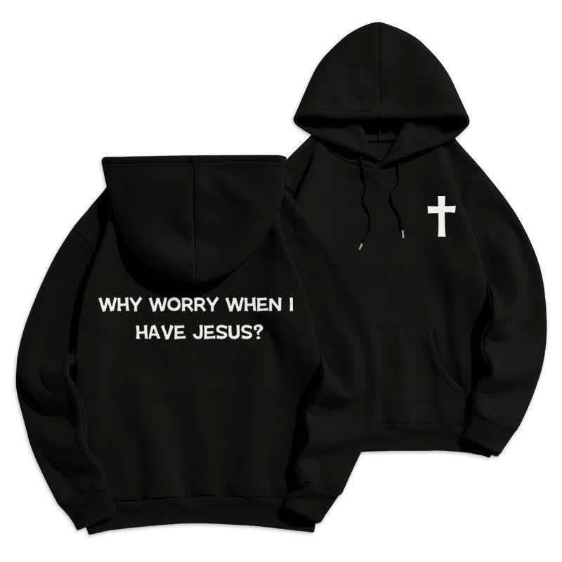 Christianartworkshop Why Worry When I Have Jesus Oversized Pullover Hoodie - Black - 2XL - image 3