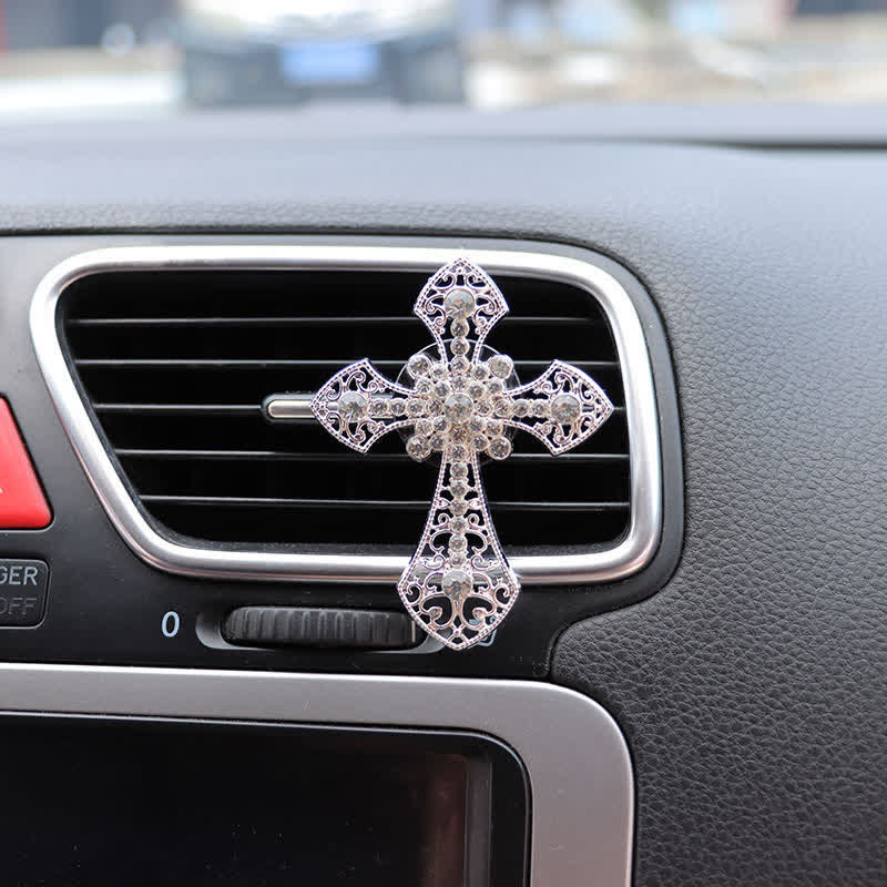 Christianartworkshop Sparkling Rhinestone Cross Car Outlet Decor: Emblem of Quiet Divine Comfort - image 7