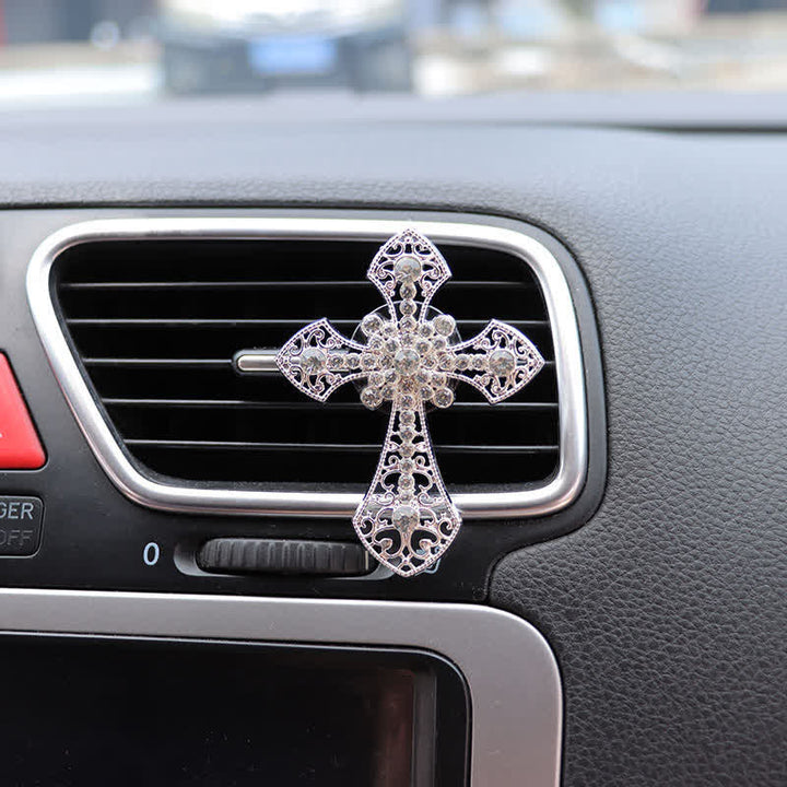 Christianartworkshop Sparkling Rhinestone Cross Car Outlet Decor: Emblem of Quiet Divine Comfort - image 7