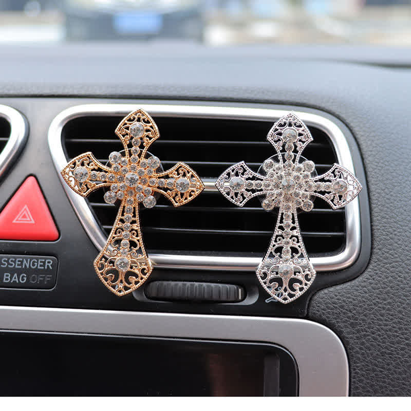 Christianartworkshop Sparkling Rhinestone Cross Car Outlet Decor: Emblem of Quiet Divine Comfort - image 2
