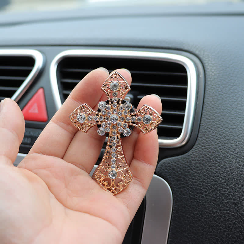 Christianartworkshop Sparkling Rhinestone Cross Car Outlet Decor: Emblem of Quiet Divine Comfort - image 11