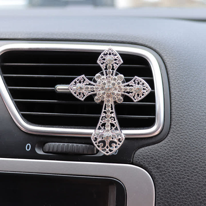 Christianartworkshop Sparkling Rhinestone Cross Car Outlet Decor: Emblem of Quiet Divine Comfort - image 8