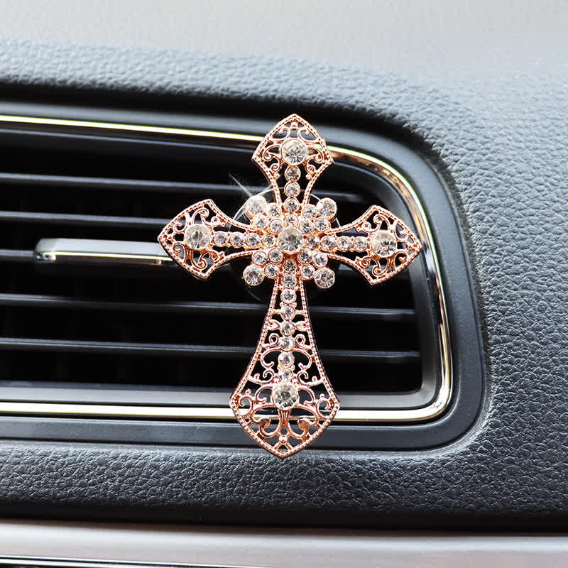 Christianartworkshop Sparkling Rhinestone Cross Car Outlet Decor: Emblem of Quiet Divine Comfort - image 10