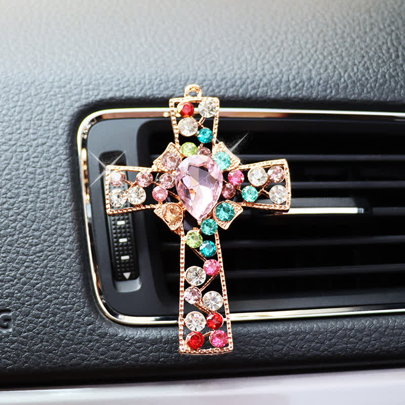 Christianartworkshop Sparkling Rhinestone Cross Car Outlet Decor: Emblem of Quiet Divine Comfort - image 4