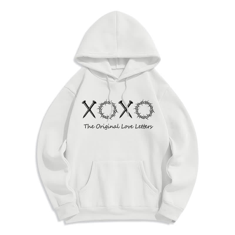 Christianartworkshop XOXO Love Letters Fleece Lined Pullover Hoodie - White - 2XL - image 1
