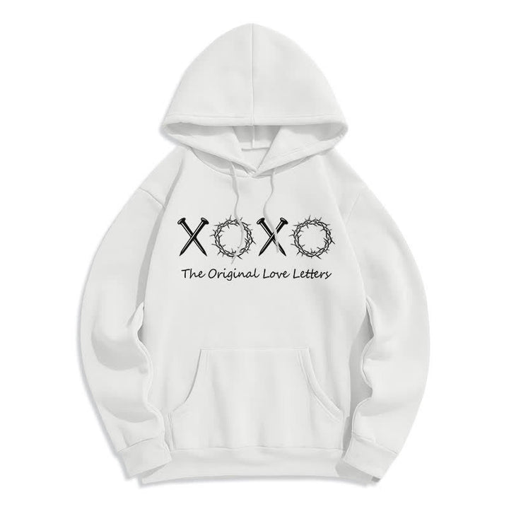 Christianartworkshop XOXO Love Letters Fleece Lined Pullover Hoodie - White - 2XL - image 1