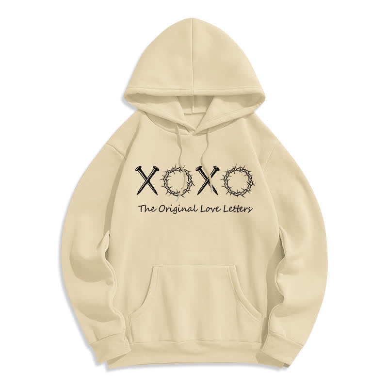 Christianartworkshop XOXO Love Letters Fleece Lined Pullover Hoodie - Beige - 2XL - image 6
