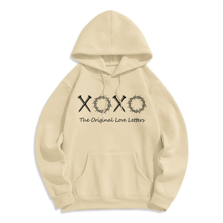 Christianartworkshop XOXO Love Letters Fleece Lined Pullover Hoodie - Beige - 2XL - image 6
