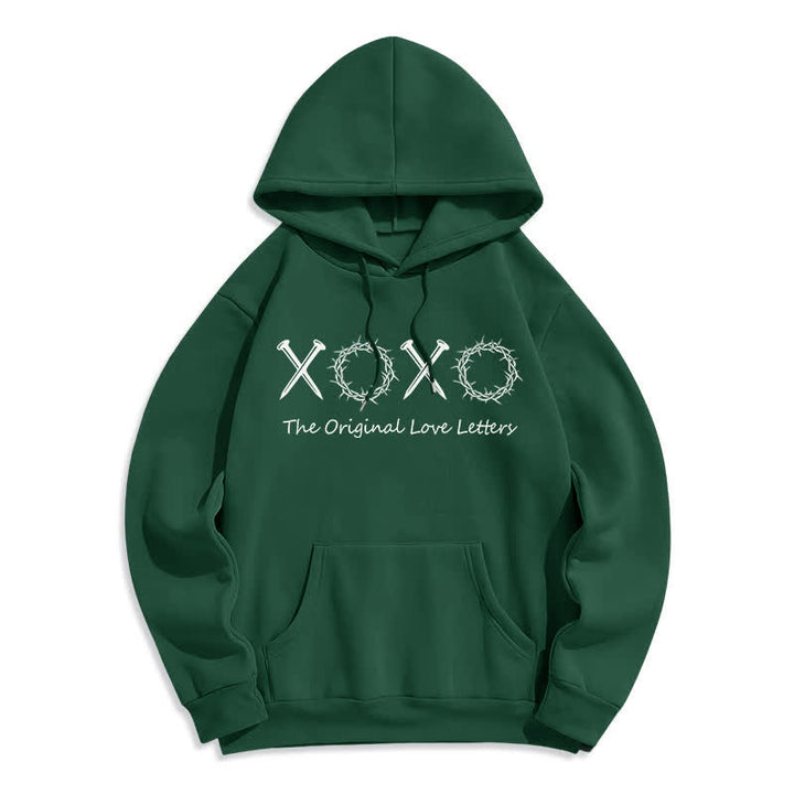 Christianartworkshop XOXO Love Letters Fleece Lined Pullover Hoodie - Green - 2XL - image 0