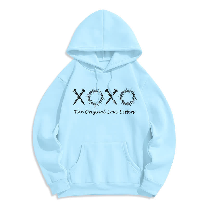 Christianartworkshop XOXO Love Letters Fleece Lined Pullover Hoodie - Blue - 2XL - image 7