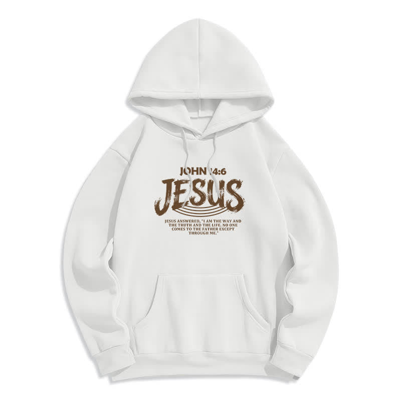 Christianartworkshop Jesus John 14:6 Vintage Script Fleece Lined Hoodie - White - 2XL - image 1