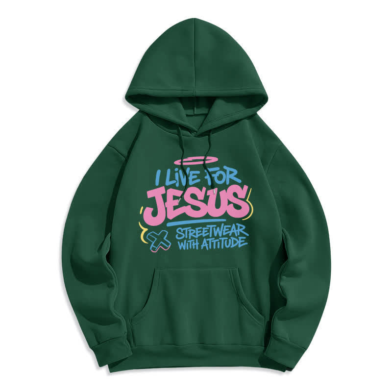 Christianartworkshop I Live For Jesus Graffiti Light Blue Oversized Hoodie - Green - 2XL - image 6