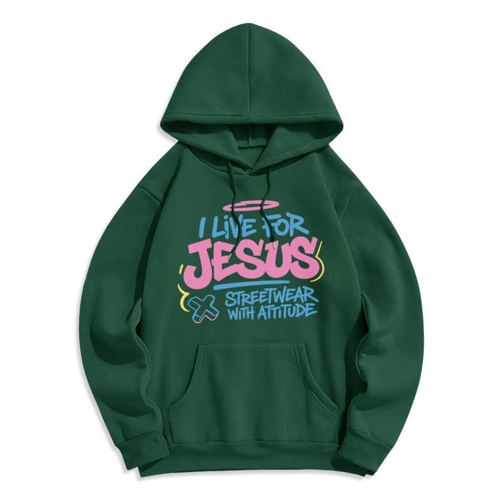 Christianartworkshop I Live For Jesus Graffiti Light Blue Oversized Hoodie - Green - 2XL - image 6