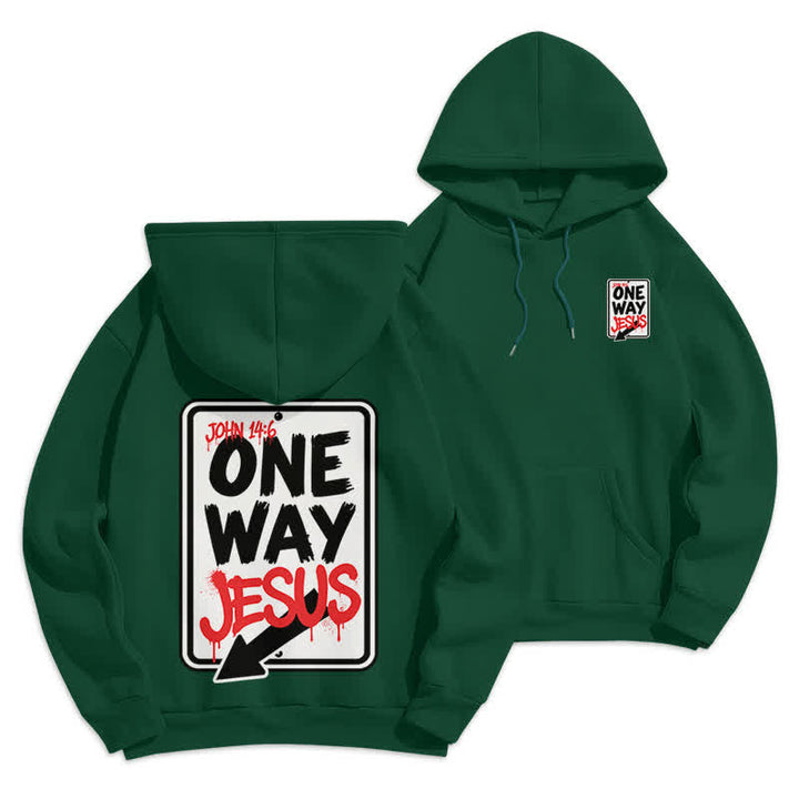 Christianartworkshop One Way Jesus Graffiti Heather Gray Pullover Hoodie - Green - 2XL - image 9