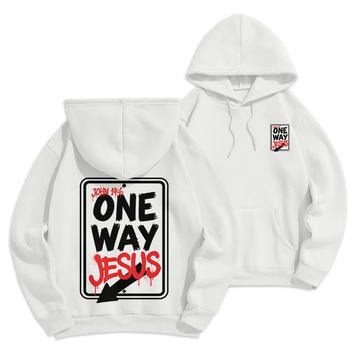 Christianartworkshop One Way Jesus Graffiti Heather Gray Pullover Hoodie - White - 2XL - image 3