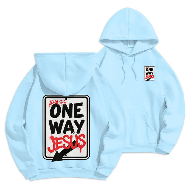 Christianartworkshop One Way Jesus Graffiti Heather Gray Pullover Hoodie - Blue - 2XL - image 18