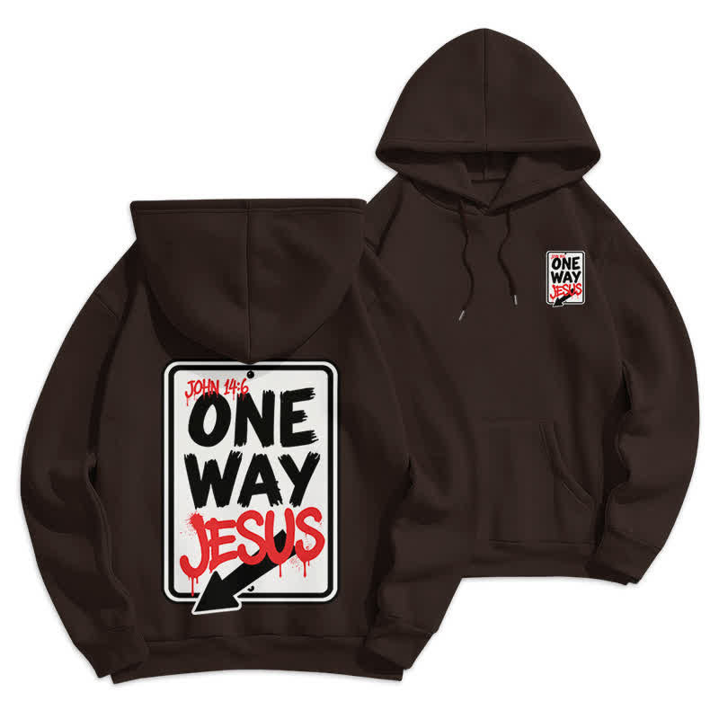 Christianartworkshop One Way Jesus Graffiti Heather Gray Pullover Hoodie - Coffee - 2XL - image 12