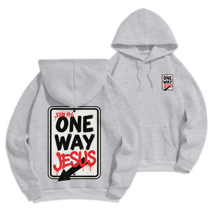 Christianartworkshop One Way Jesus Graffiti Heather Gray Pullover Hoodie - Grey - 2XL - image 0