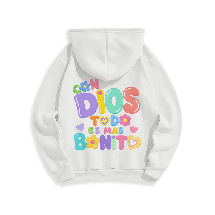 Christianartworkshop Pastel Graffiti Floral Cream Oversized Pullover Hoodie - image 4