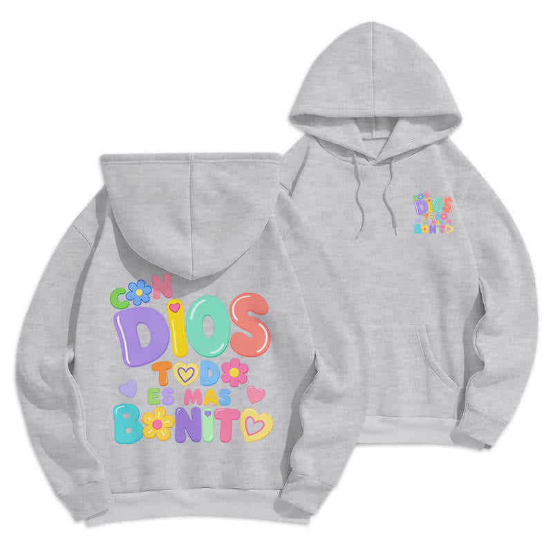 Christianartworkshop Pastel Graffiti Floral Cream Oversized Pullover Hoodie - Grey - 2XL - image 21