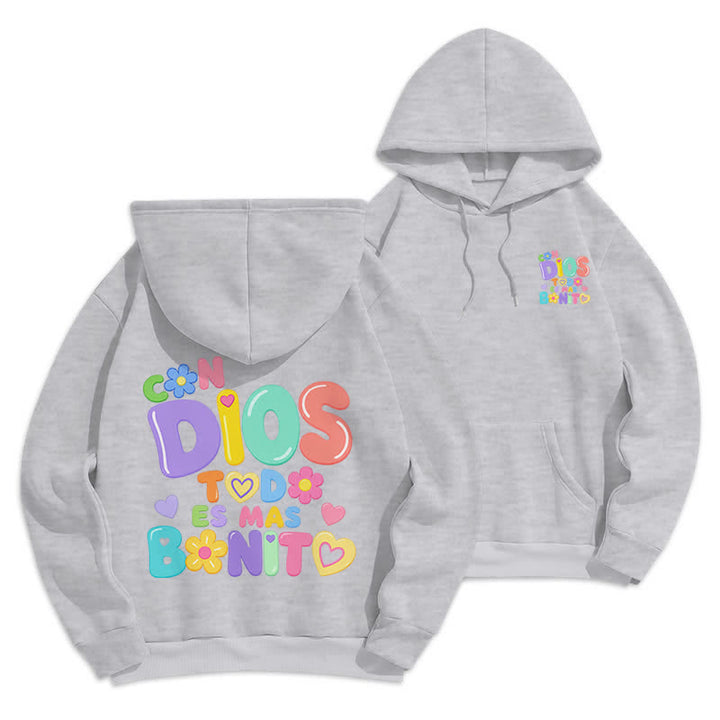 Christianartworkshop Pastel Graffiti Floral Cream Oversized Pullover Hoodie - Grey - 2XL - image 21
