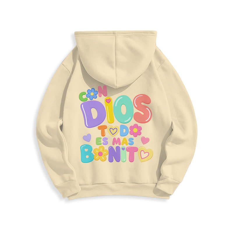 Christianartworkshop Pastel Graffiti Floral Cream Oversized Pullover Hoodie - image 1