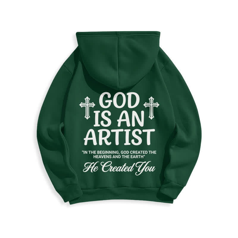 Christianartworkshop God Is An Artist Black Streetwear Pullover Hoodie - image 10